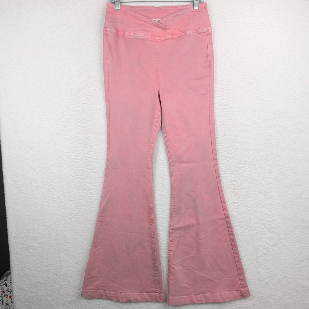 FP We The Free Jeans Womens 29 Pink Venice Beach Flare Pull On Crossover